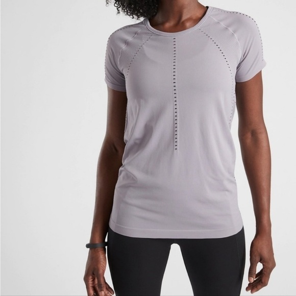 Athleta Purple Foothill Tee Womens Short Sleeve Lightweight Breathable Sz L - Picture 1 of 11